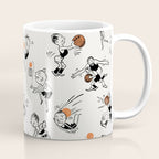 Basketball Fun Comic Illustration Pattern with Balls on Grey Background Coffee Mug Gallery Image 1