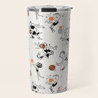 Basketball Fun Comic Illustration Pattern with Balls on Grey Background Travel Mug Gallery Image 1