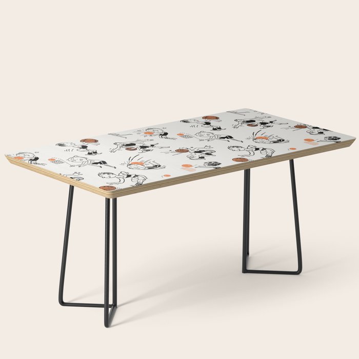 Basketball Fun Comic Illustration Pattern with Balls on Grey Background Coffee Table Gallery Image 1