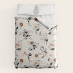 Basketball Fun Comic Illustration Pattern with Balls on Grey Background Comforter Gallery Image 6