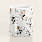 Basketball Fun Comic Illustration Pattern with Balls on Grey Background Coffee Mug Gallery Image 4