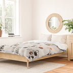 Basketball Fun Comic Illustration Pattern with Balls on Grey Background Duvet Cover Gallery Image 2