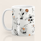 Basketball Fun Comic Illustration Pattern with Balls on Grey Background Coffee Mug Gallery Image 3