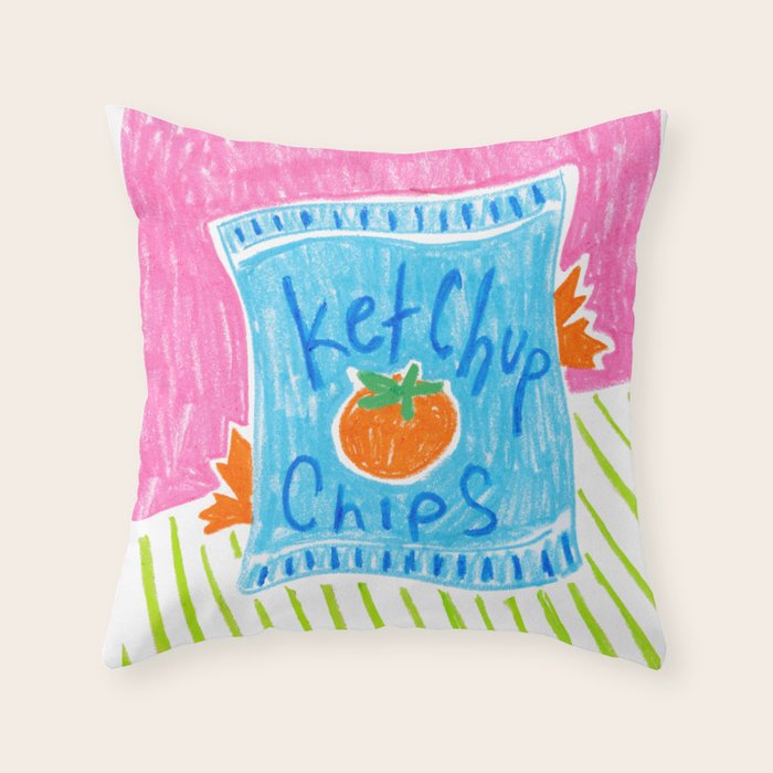 Ketchup Chips Throw Pillow Gallery Image 1