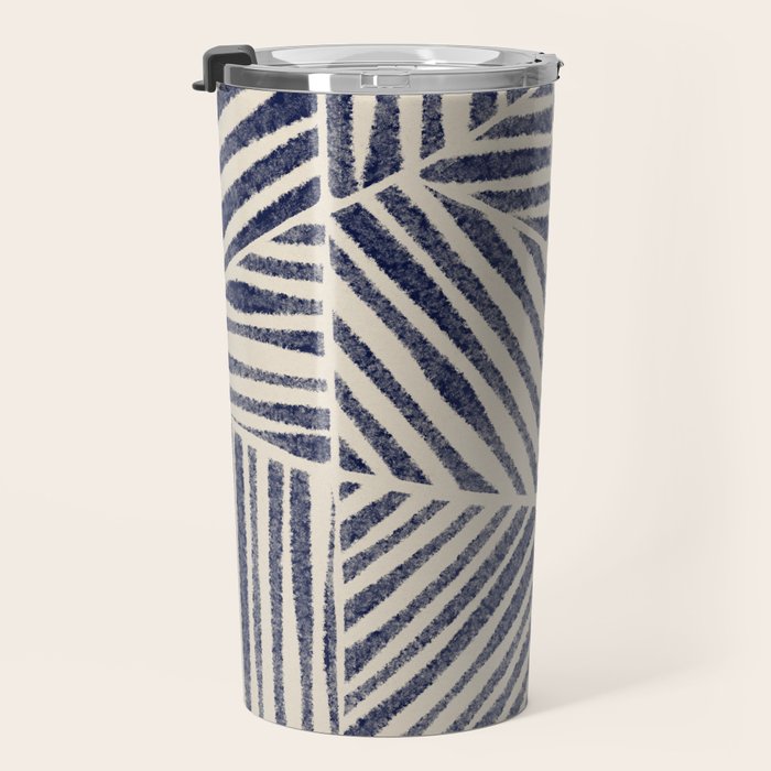 Navy Blue Striped Pattern #1 Travel Mug Gallery Image 3