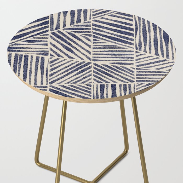 Navy Blue Striped Pattern #1 Side Table Gallery Image 2