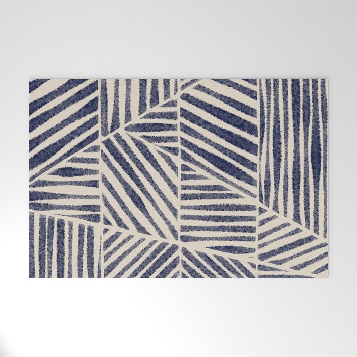 Navy Blue Striped Pattern #1 Welcome Mat Gallery Image 1