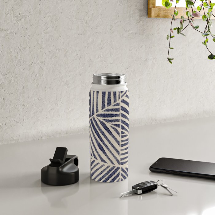 Navy Blue Striped Pattern #1 Water Bottle Gallery Image 4
