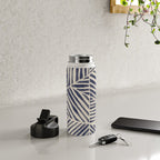 Navy Blue Striped Pattern #1 Water Bottle Gallery Image 4