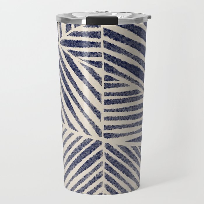 Navy Blue Striped Pattern #1 Travel Mug Gallery Image 1