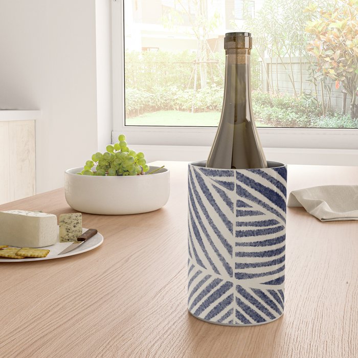 Navy Blue Striped Pattern #1 Wine Chiller Gallery Image 4