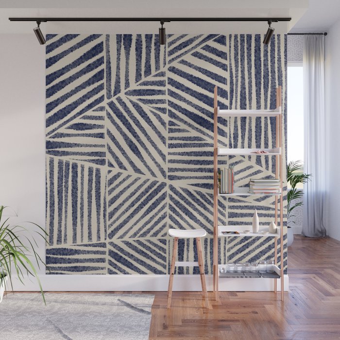 Navy Blue Striped Pattern #1 Wall Mural Gallery Image 1