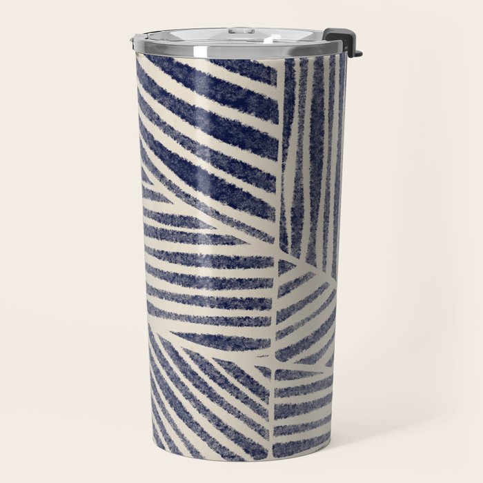 Navy Blue Striped Pattern #1 Travel Mug Gallery Image 2