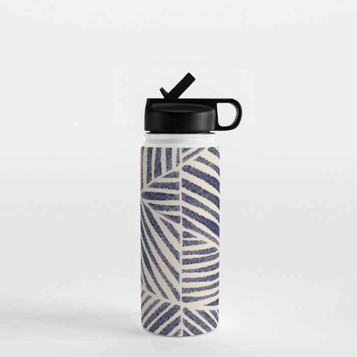 Navy Blue Striped Pattern #1 Water Bottle Gallery Image 1