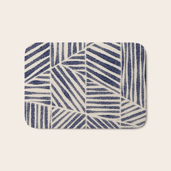 Navy Blue Striped Pattern #1 Bath Mat Gallery Image 1