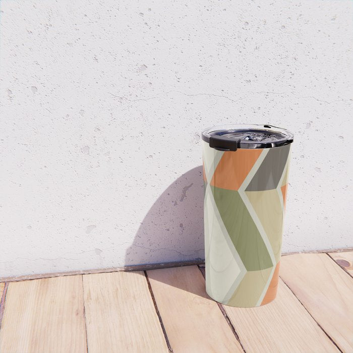 Mid Century Modern Diagonal Stripes Green Orange Travel Mug Gallery Image 4