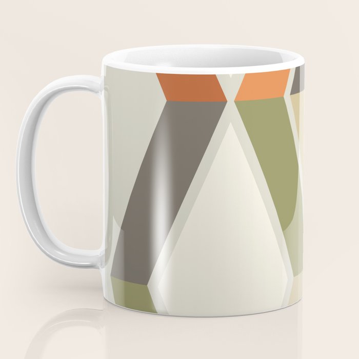 Mid Century Modern Diagonal Stripes Green Orange Coffee Mug Gallery Image 3