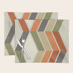 Mid Century Modern Diagonal Stripes Green Orange Placemat Gallery Image 1