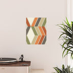 Mid Century Modern Diagonal Stripes Green Orange Poster Gallery Image 2