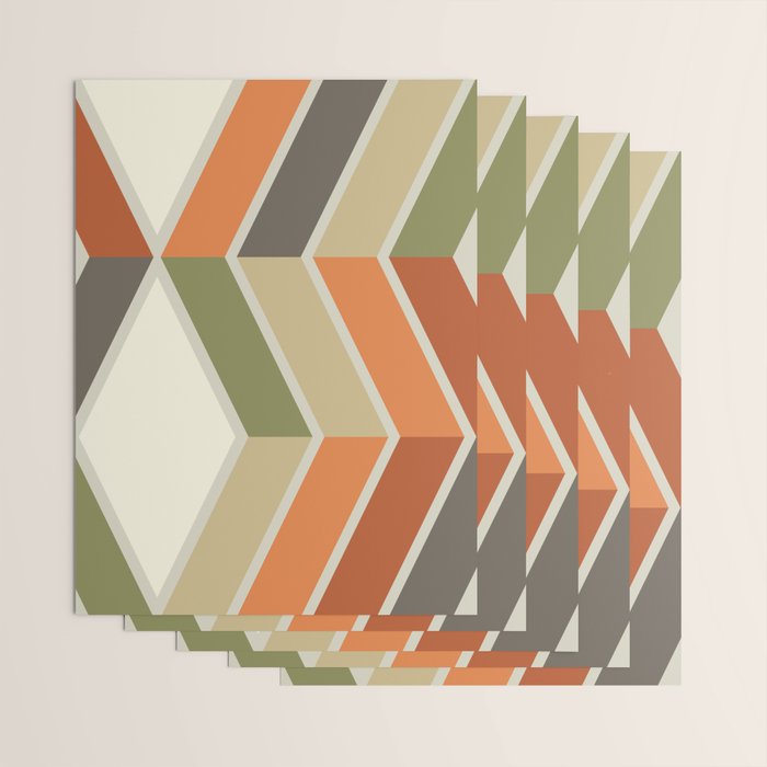 Mid Century Modern Diagonal Stripes Green Orange Wrapping Paper Gallery Image 3