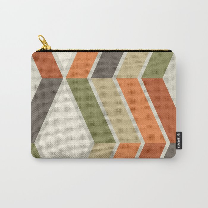 Mid Century Modern Diagonal Stripes Green Orange Carry All Pouch Gallery Image 1