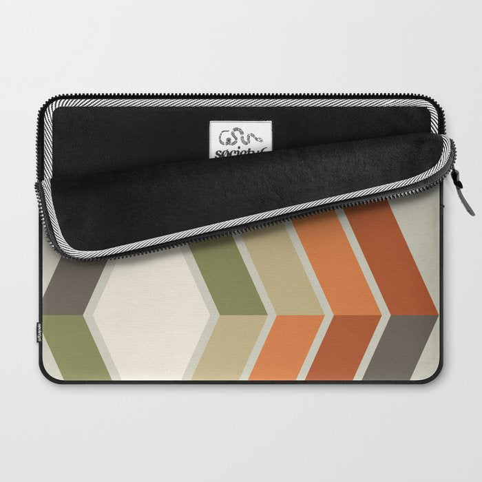 Mid Century Modern Diagonal Stripes Green Orange Laptop Sleeve Gallery Image 2
