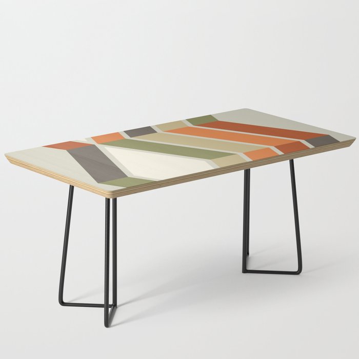 Mid Century Modern Diagonal Stripes Green Orange Coffee Table Gallery Image 1