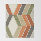 Mid Century Modern Diagonal Stripes Green Orange Throw Blanket Gallery Image 2