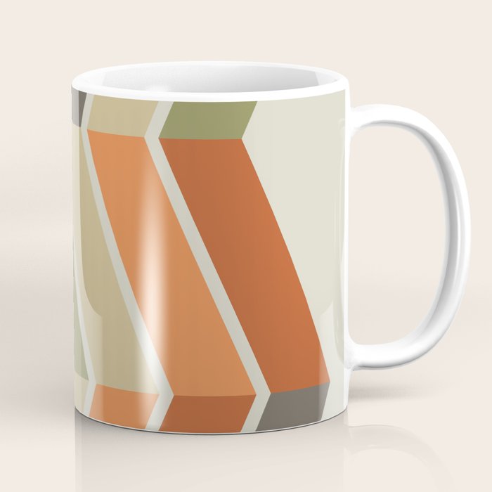 Mid Century Modern Diagonal Stripes Green Orange Coffee Mug Gallery Image 1