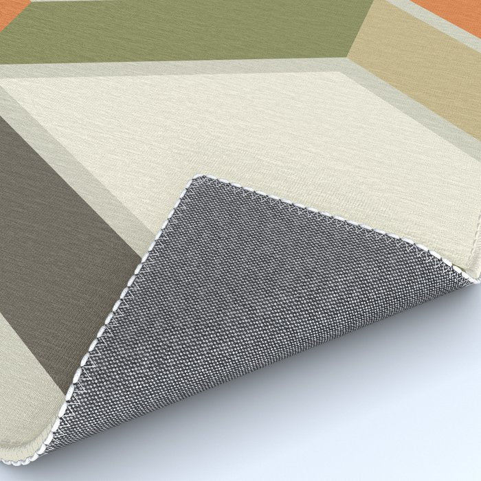 Mid Century Modern Diagonal Stripes Green Orange Rug Gallery Image 4