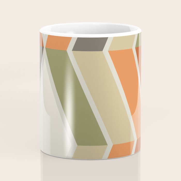 Mid Century Modern Diagonal Stripes Green Orange Coffee Mug Gallery Image 4