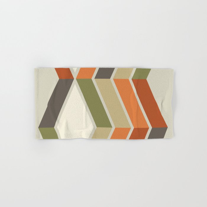 Mid Century Modern Diagonal Stripes Green Orange Bath Towel Gallery Image 1