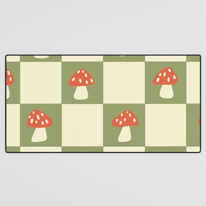 Mushroom Checkerboard Pattern Desk Mat Gallery Image 3