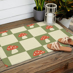 Mushroom Checkerboard Pattern Outdoor Rug Gallery Image 2
