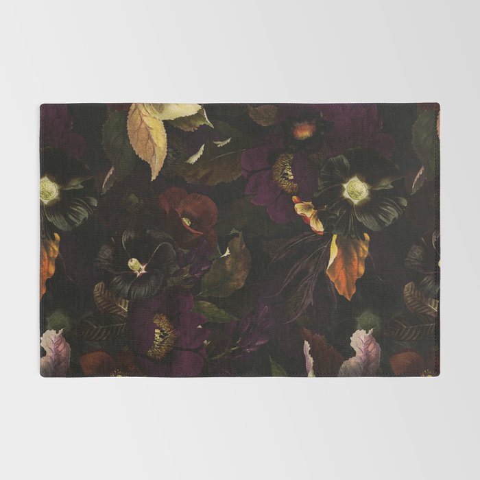 The Darkest Dutch Vintage Flowers Garden  Rug Gallery Image 2