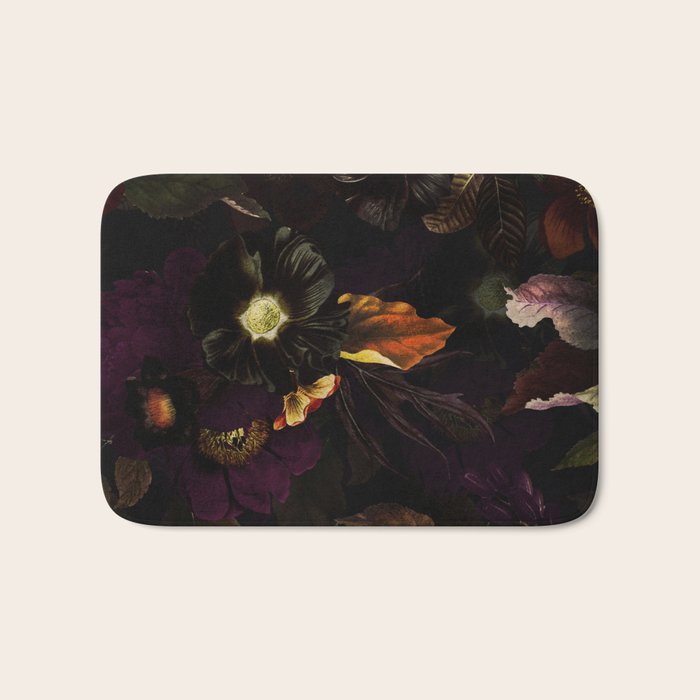The Darkest Dutch Vintage Flowers Garden  Bath Mat Gallery Image 1