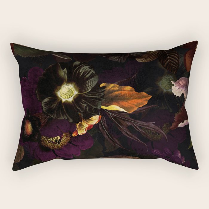 The Darkest Dutch Vintage Flowers Garden  Rectangular Pillow Gallery Image 1