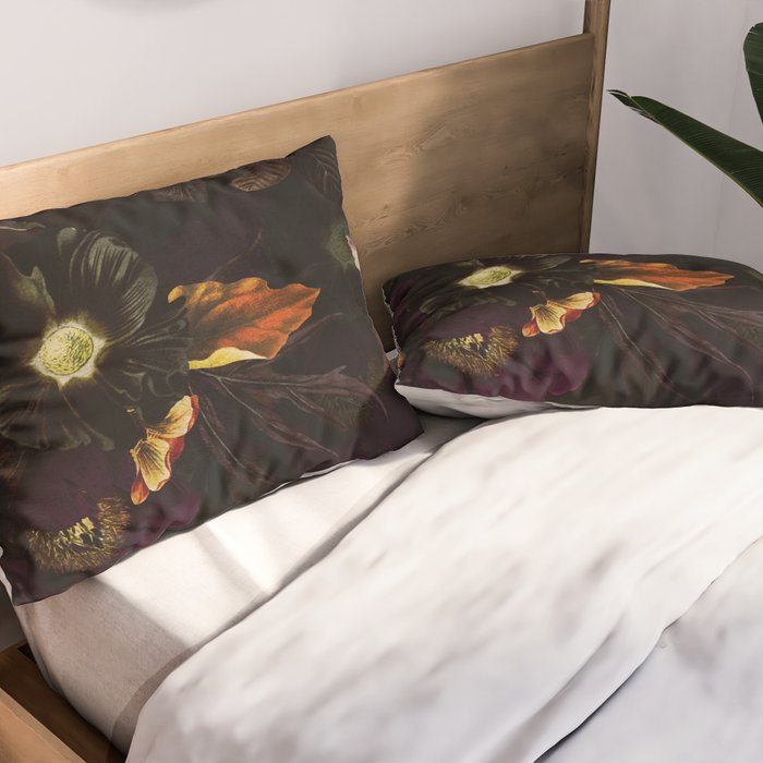 The Darkest Dutch Vintage Flowers Garden  Pillow Sham Gallery Image 2