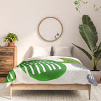Fun Mid Century Modern Abstract Minimalist Olive Green Rings Grey Black Accent Comforter Gallery Image 3