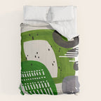 Fun Mid Century Modern Abstract Minimalist Olive Green Rings Grey Black Accent Comforter Gallery Image 6
