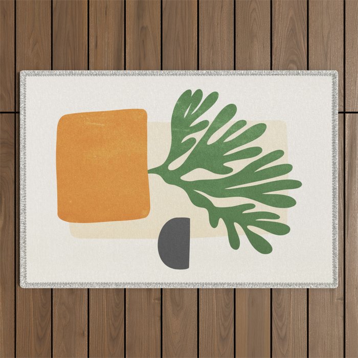 Bronze Vase & Leaves: Matisse Edition | Mid Century Series Outdoor Rug Gallery Image 1