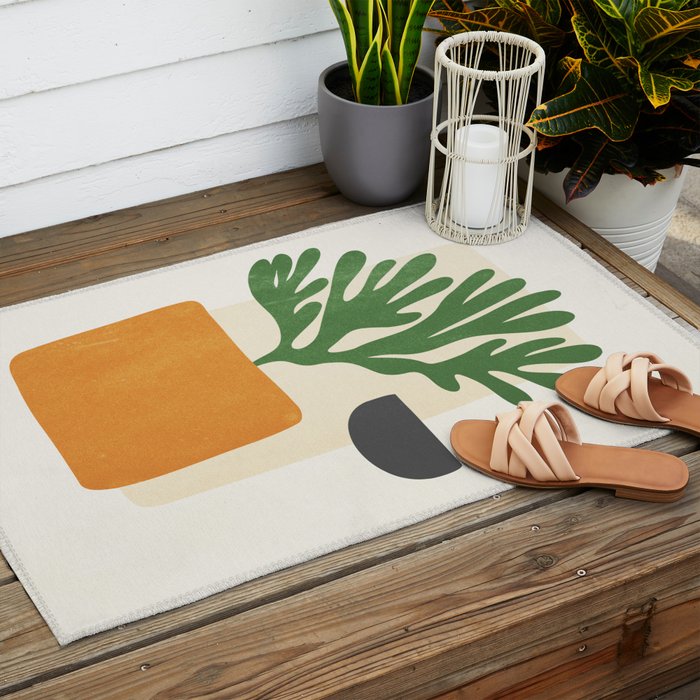 Bronze Vase & Leaves: Matisse Edition | Mid Century Series Outdoor Rug Gallery Image 2