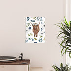 Highland Cow, Highland Cows with Flowers, Flower Crown, Floral Print, Watercolor Poster Gallery Image 2