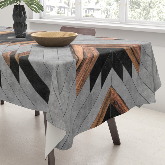 Urban Tribal Pattern No.6 - Aztec - Concrete and Wood Tablecloth Gallery Image 3