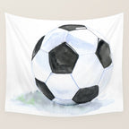 Soccer Ball Watercolor Wall Tapestry Gallery Image 4