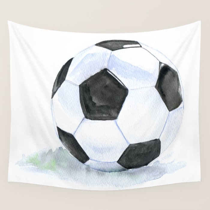 Soccer Ball Watercolor Wall Tapestry Gallery Image 4