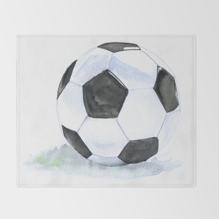Soccer Ball Watercolor Throw Blanket Gallery Image 2