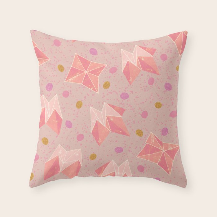 Origami Fortune Teller in Pastel Pink Throw Pillow Gallery Image 1