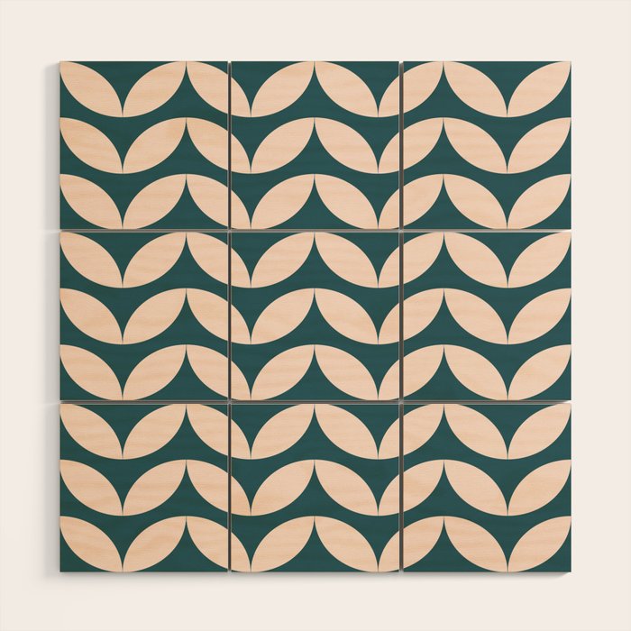 Geometric Leaf Shapes in Teal and Blush Wood Wall Art Gallery Image 1