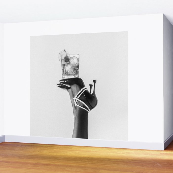 Fashionable Drink - Black And White Wall Mural Gallery Image 2